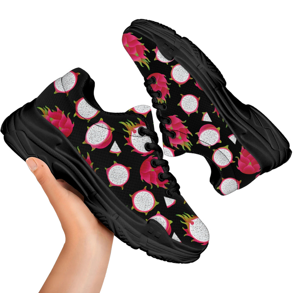Pitaya Pattern Print Black Chunky Shoes