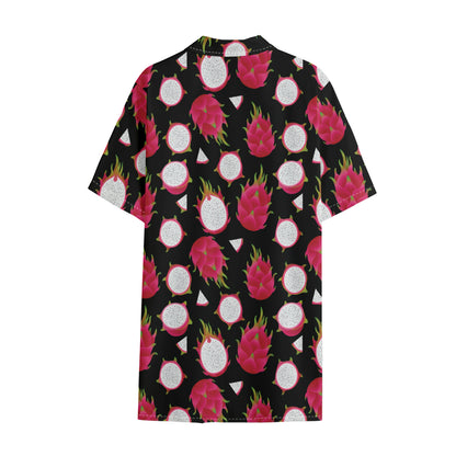Pitaya Pattern Print Cotton Hawaiian Shirt