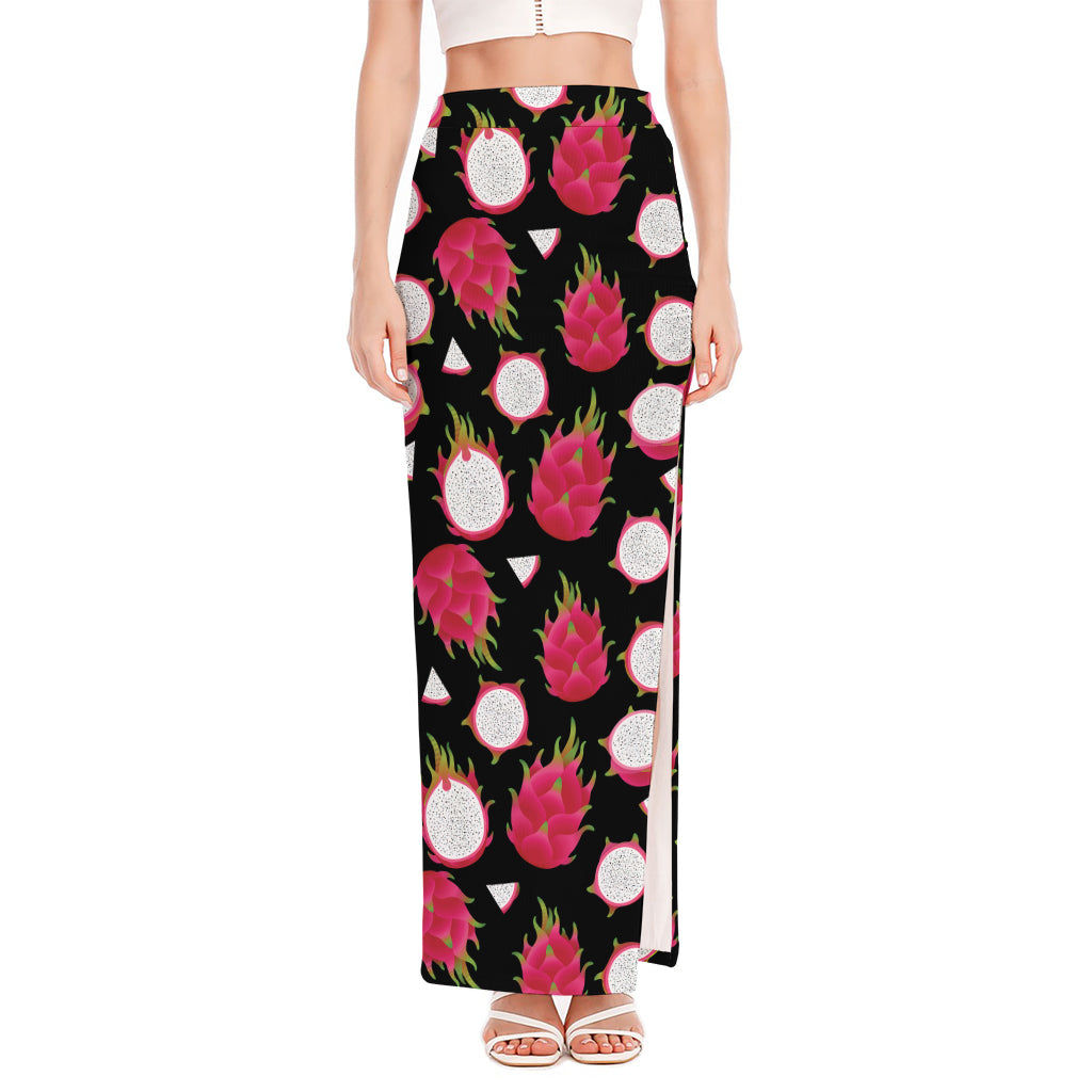 Pitaya Pattern Print High Slit Maxi Skirt