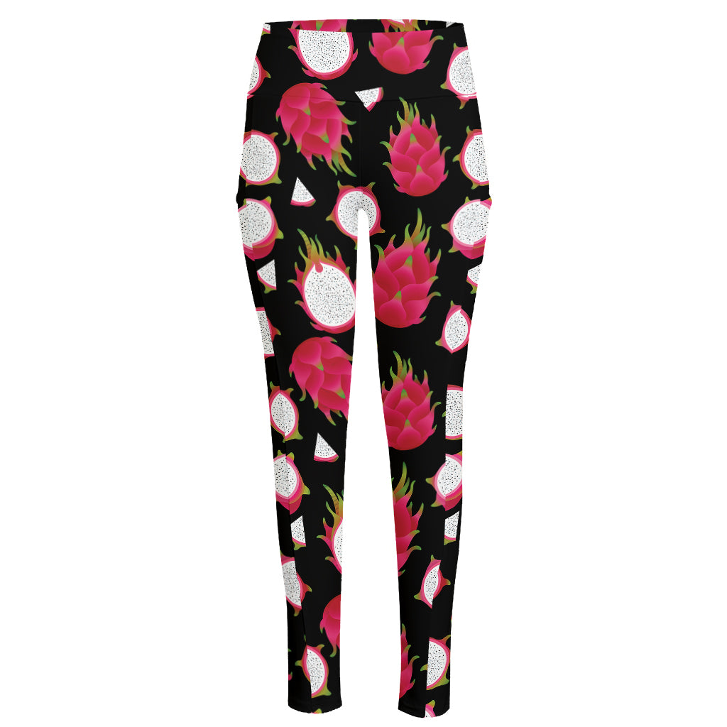 Pitaya Pattern Print High-Waisted Pocket Leggings