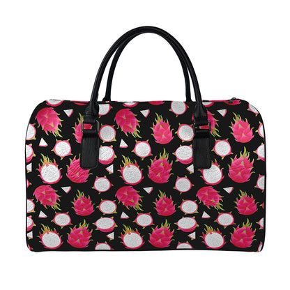 Pitaya Pattern Print Leather Duffle Bag