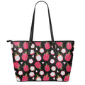 Pitaya Pattern Print Leather Tote Bag With Zipper