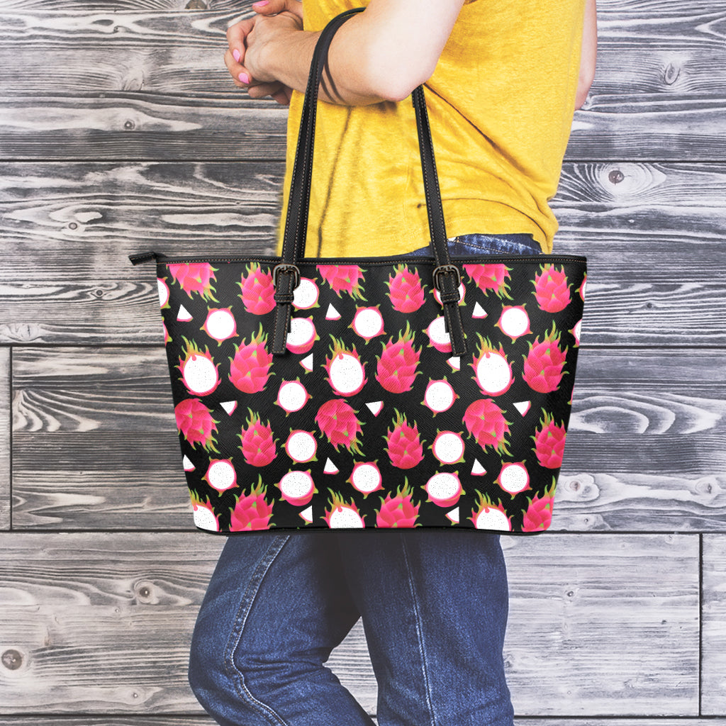 Pitaya Pattern Print Leather Tote Bag