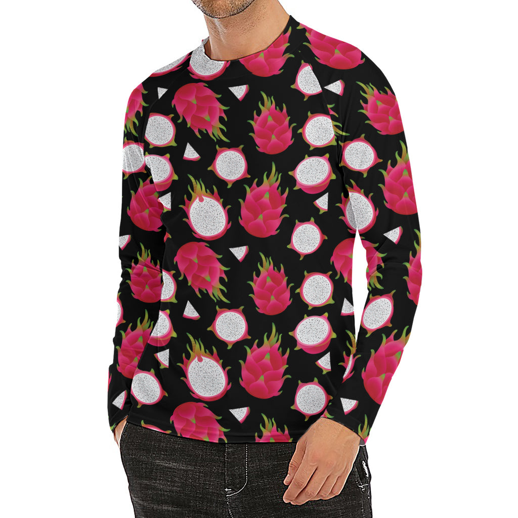 Pitaya Pattern Print Men's Long Sleeve Rash Guard