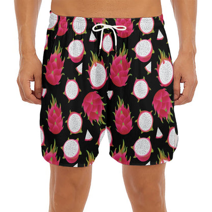 Pitaya Pattern Print Men's Split Running Shorts