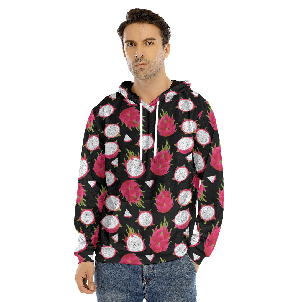 Pitaya Pattern Print Men's Velvet Pullover Hoodie