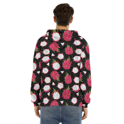 Pitaya Pattern Print Men's Velvet Pullover Hoodie