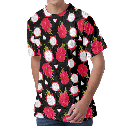 Pitaya Pattern Print Men's Velvet T-Shirt