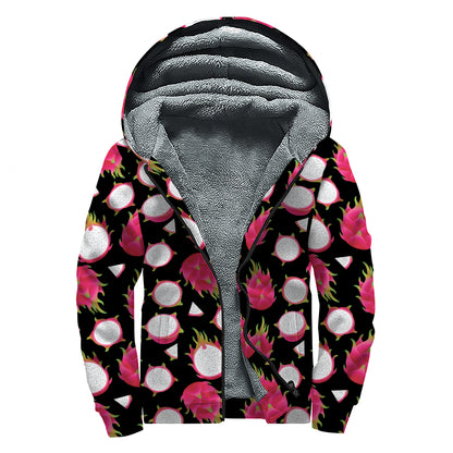 Pitaya Pattern Print Sherpa Lined Zip Up Hoodie