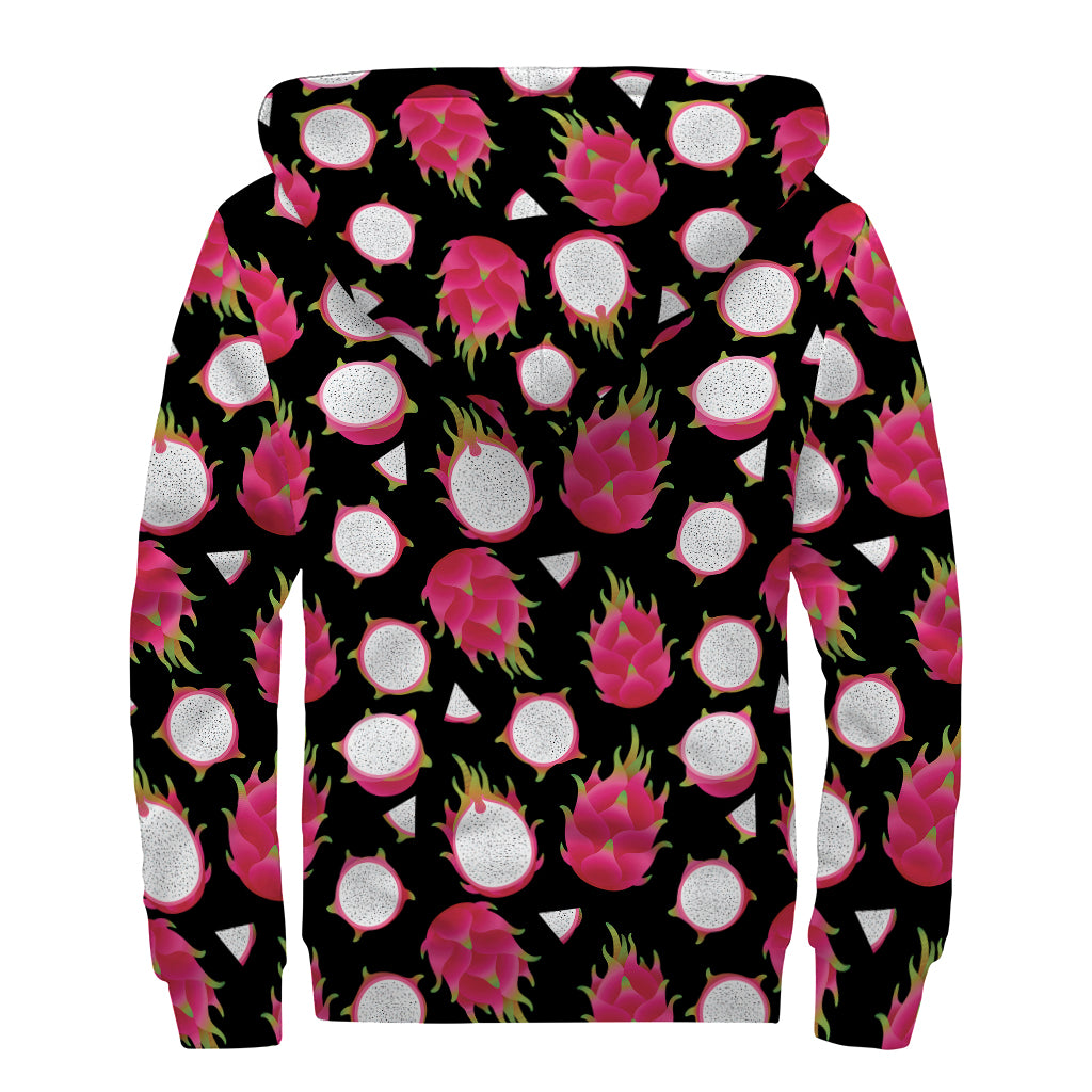 Pitaya Pattern Print Sherpa Lined Zip Up Hoodie
