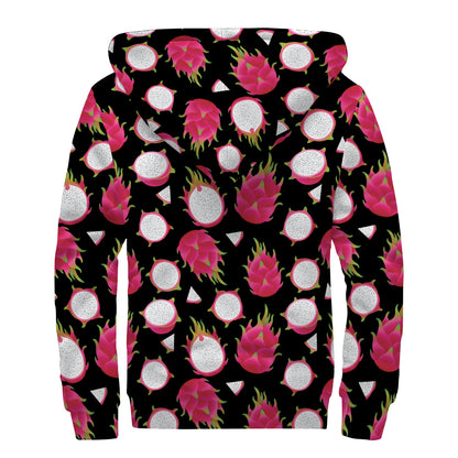 Pitaya Pattern Print Sherpa Lined Zip Up Hoodie