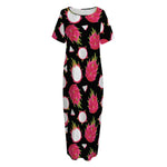 Pitaya Pattern Print Short Sleeve Long Nightdress