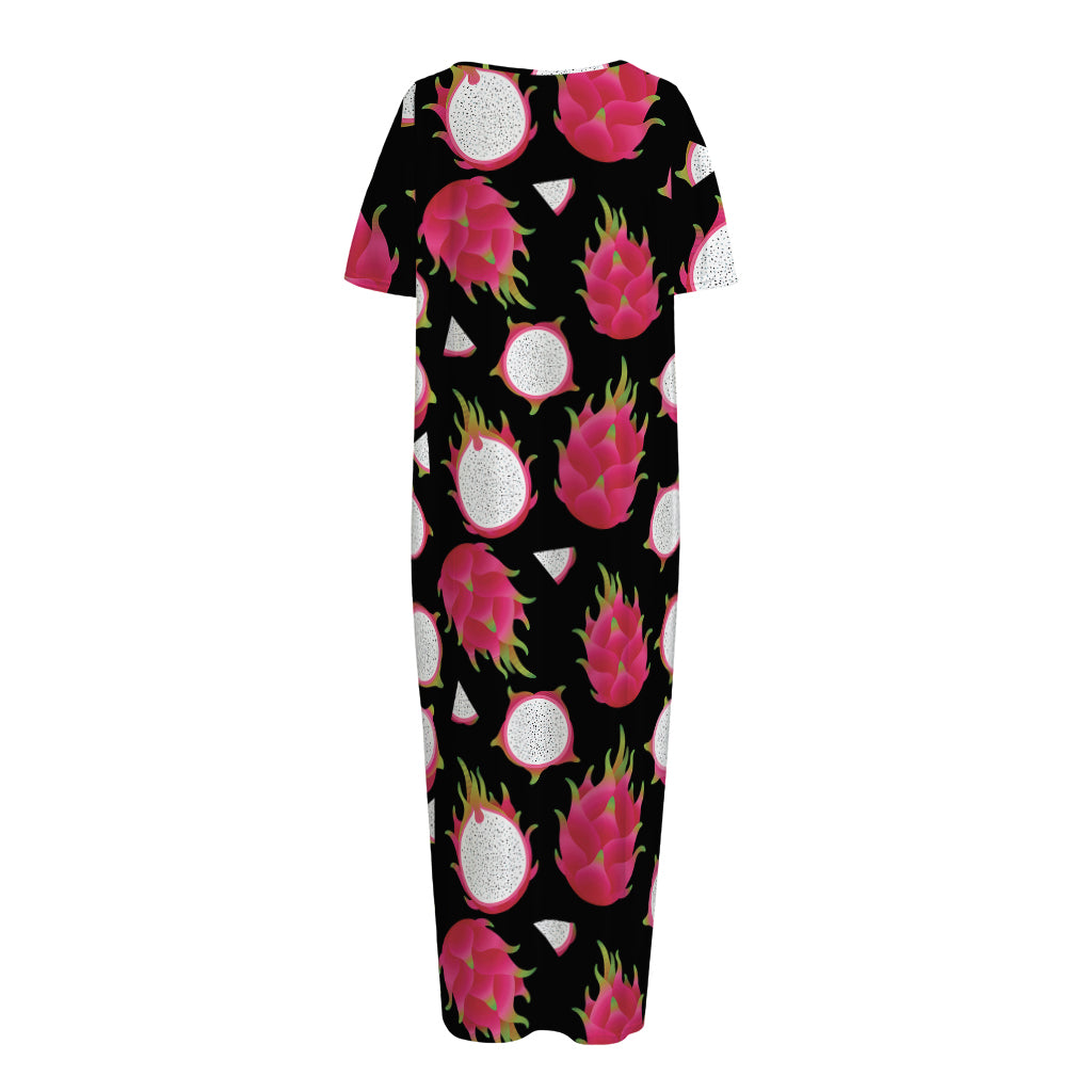 Pitaya Pattern Print Short Sleeve Long Nightdress