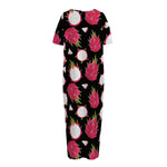 Pitaya Pattern Print Short Sleeve Long Nightdress