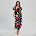 Pitaya Pattern Print Short Sleeve Maxi Dress