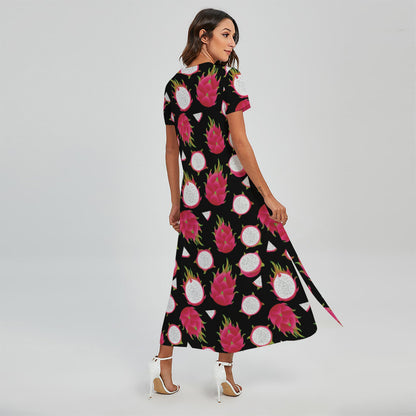 Pitaya Pattern Print Short Sleeve Maxi Dress