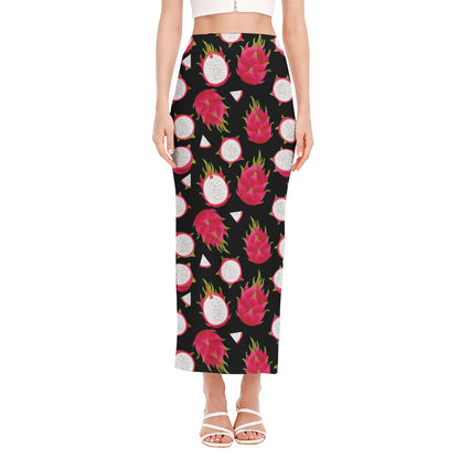 Pitaya Pattern Print Side Slit Maxi Skirt