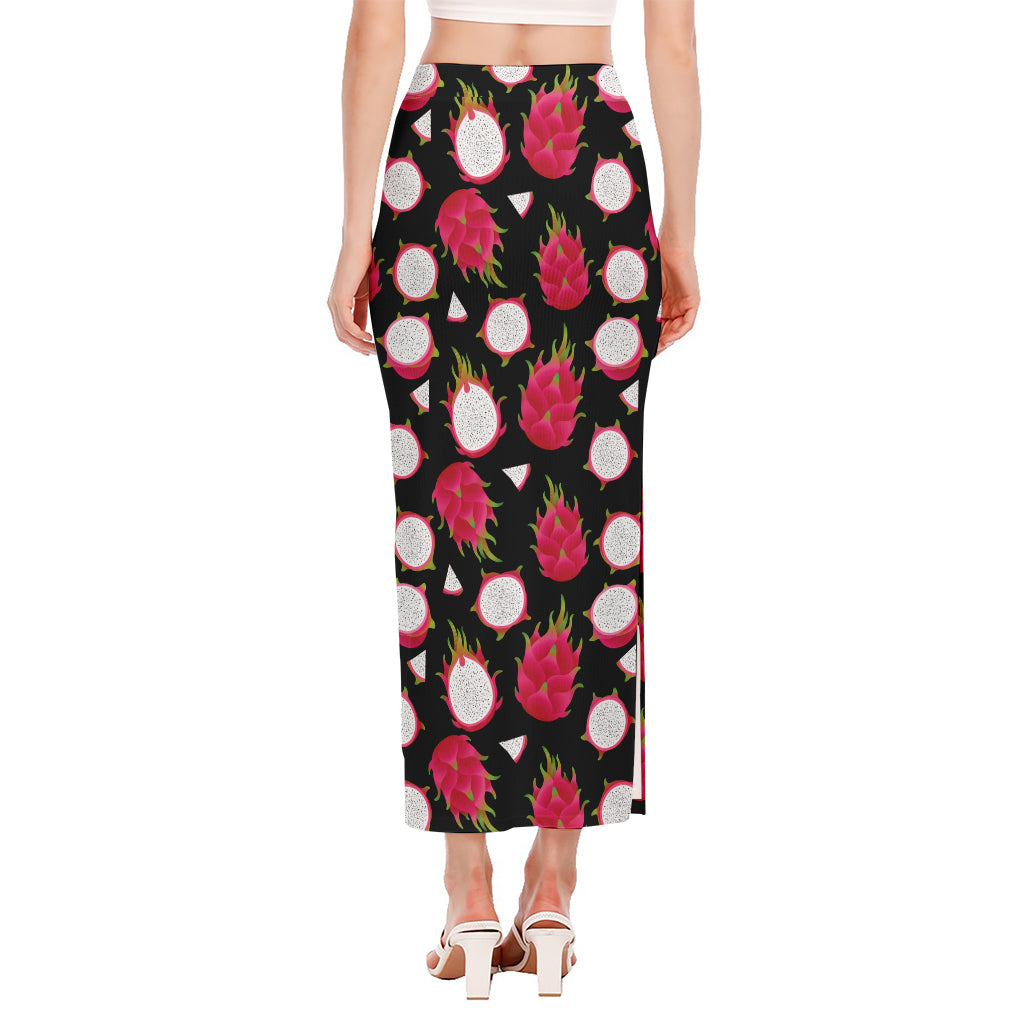 Pitaya Pattern Print Side Slit Maxi Skirt