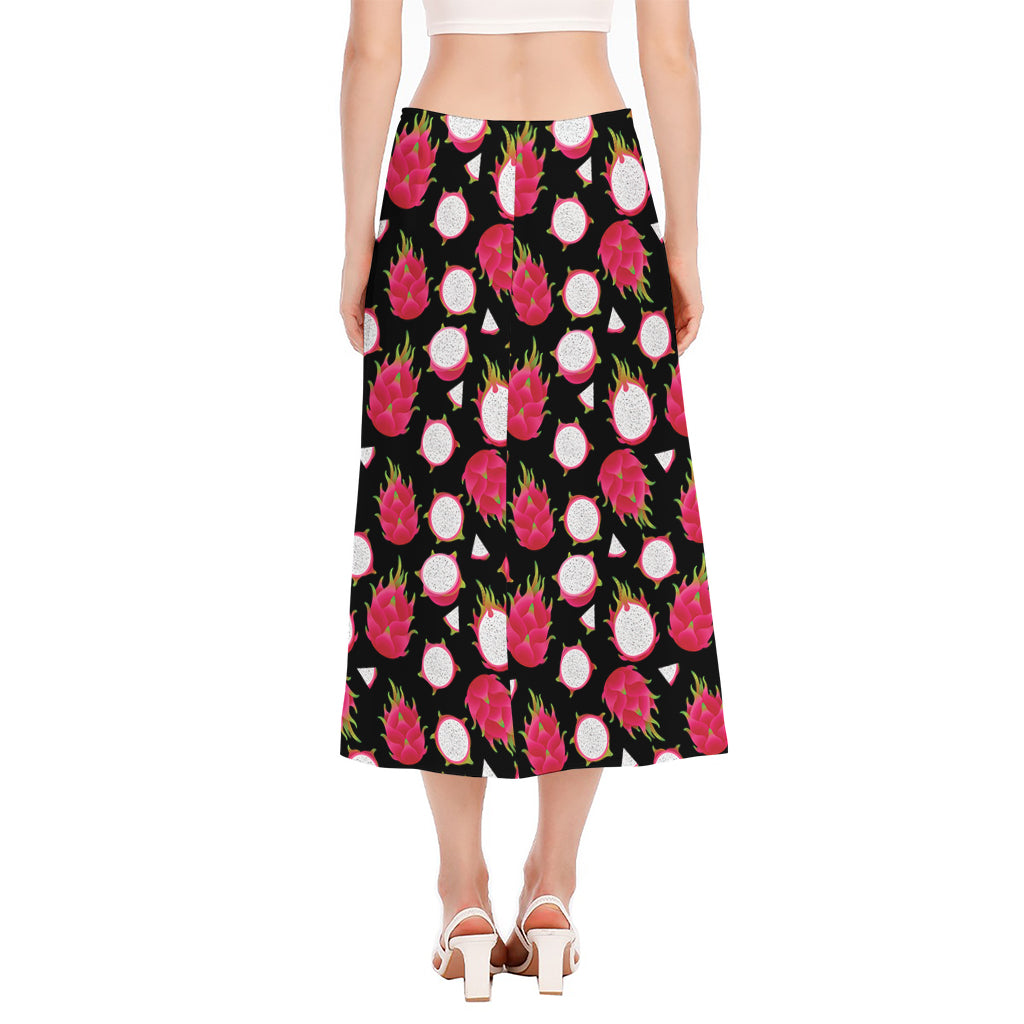 Pitaya Pattern Print Side Slit Midi Skirt