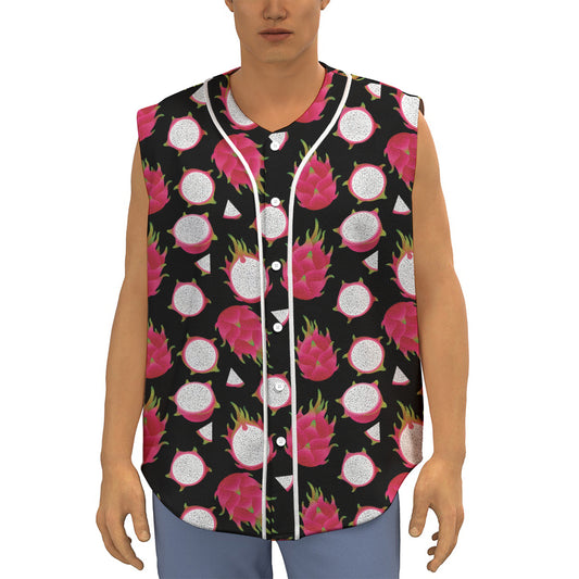 Pitaya Pattern Print Sleeveless Baseball Jersey