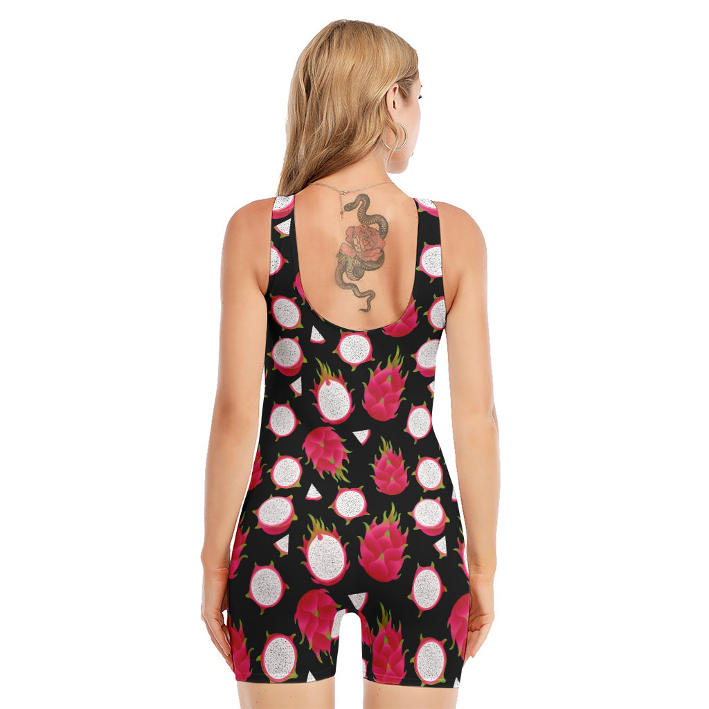 Pitaya Pattern Print Sleeveless One Piece Swimsuit