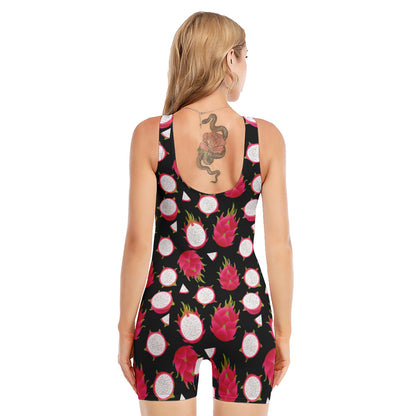Pitaya Pattern Print Sleeveless One Piece Swimsuit