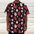 Pitaya Pattern Print Textured Short Sleeve Shirt