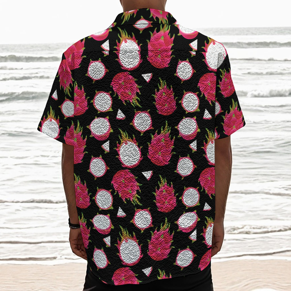 Pitaya Pattern Print Textured Short Sleeve Shirt