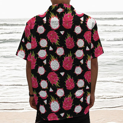Pitaya Pattern Print Textured Short Sleeve Shirt