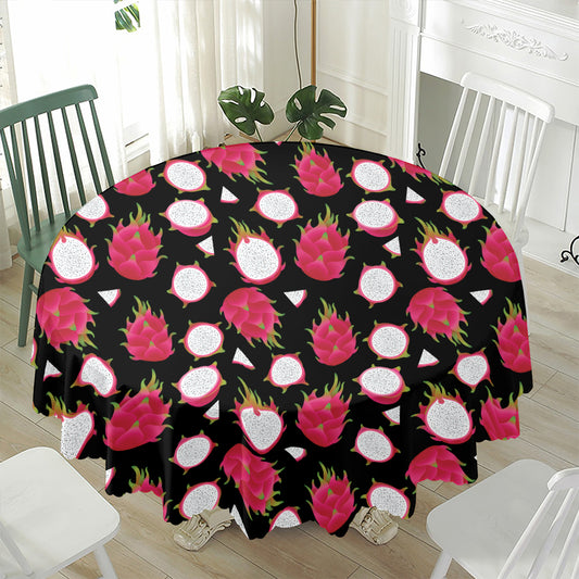 Pitaya Pattern Print Waterproof Round Tablecloth