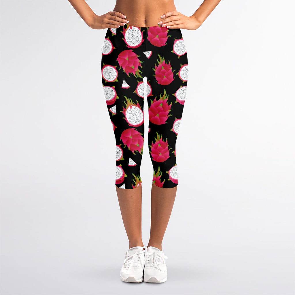 Pitaya Pattern Print Women's Capri Leggings