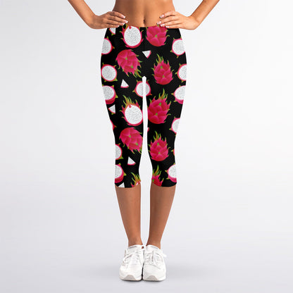 Pitaya Pattern Print Women's Capri Leggings