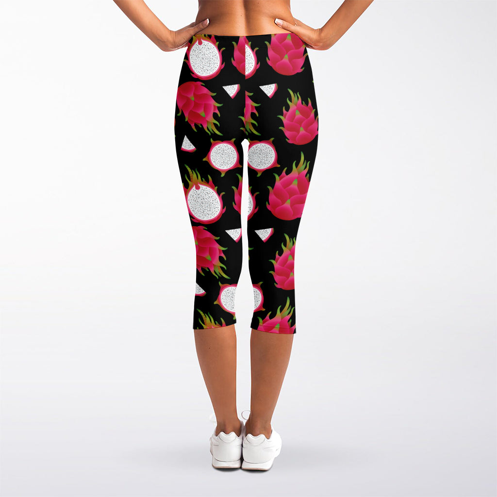 Pitaya Pattern Print Women's Capri Leggings