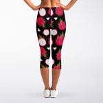Pitaya Pattern Print Women's Capri Leggings