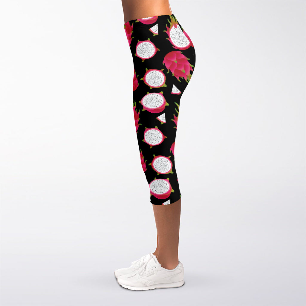 Pitaya Pattern Print Women's Capri Leggings