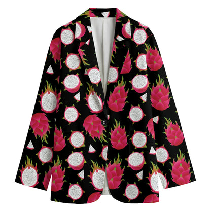 Pitaya Pattern Print Women's Cotton Blazer