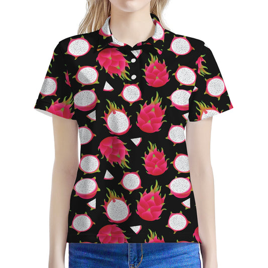 Pitaya Pattern Print Women's Polo Shirt