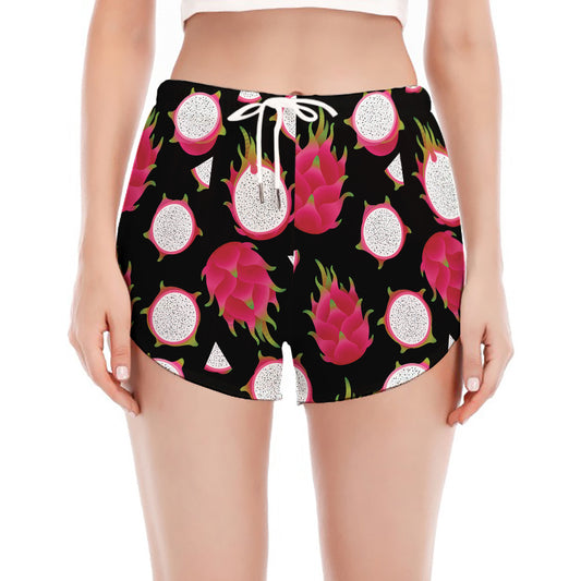 Pitaya Pattern Print Women's Split Running Shorts