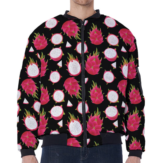 Pitaya Pattern Print Zip Sleeve Bomber Jacket