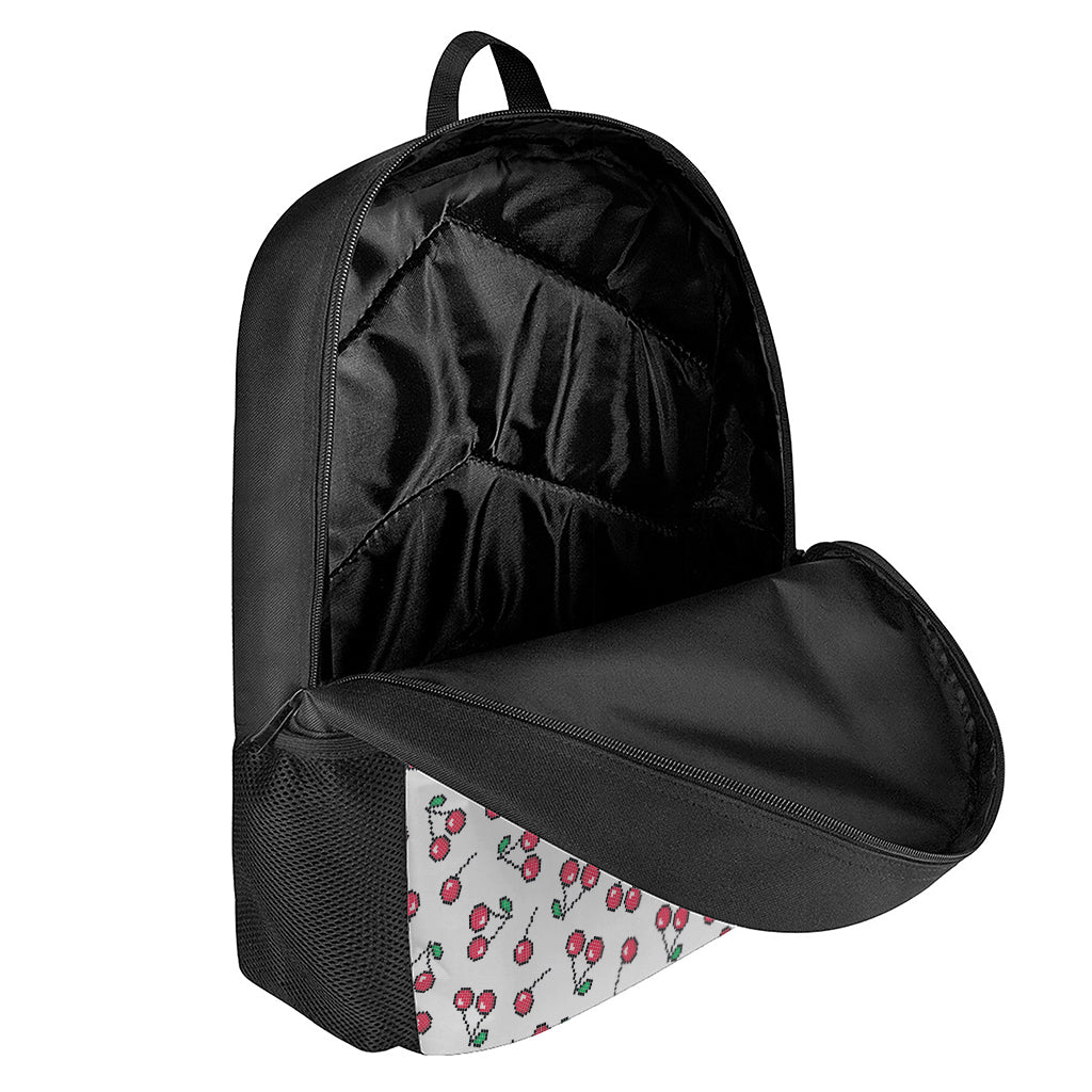 Pixel Cherry Pattern Print 17 Inch Backpack