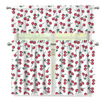 Pixel Cherry Pattern Print 3 Piece Kitchen Curtains