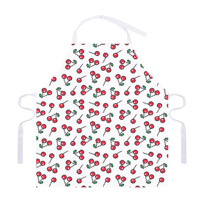 Pixel Cherry Pattern Print Adjustable Apron