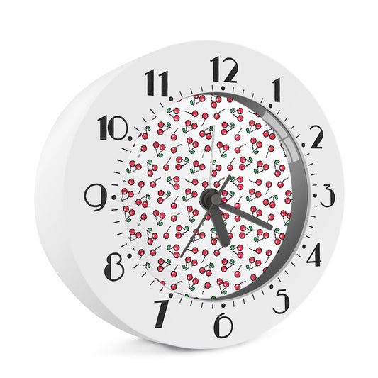 Pixel Cherry Pattern Print Alarm Clock