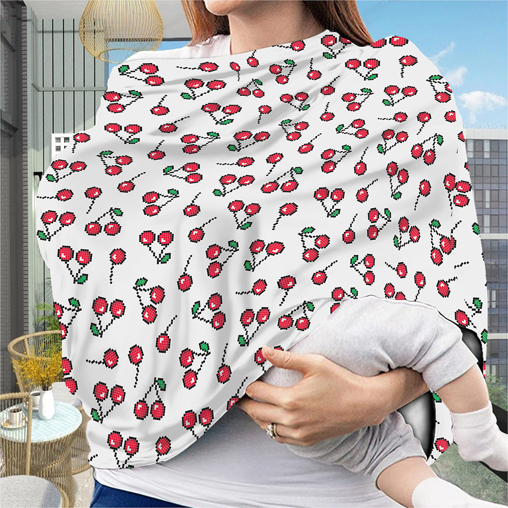Pixel Cherry Pattern Print Baby Seat Cover