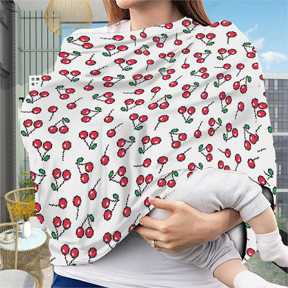 Pixel Cherry Pattern Print Baby Seat Cover