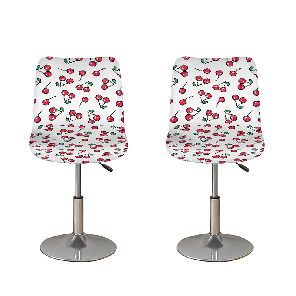 Pixel Cherry Pattern Print Bar Stool Covers