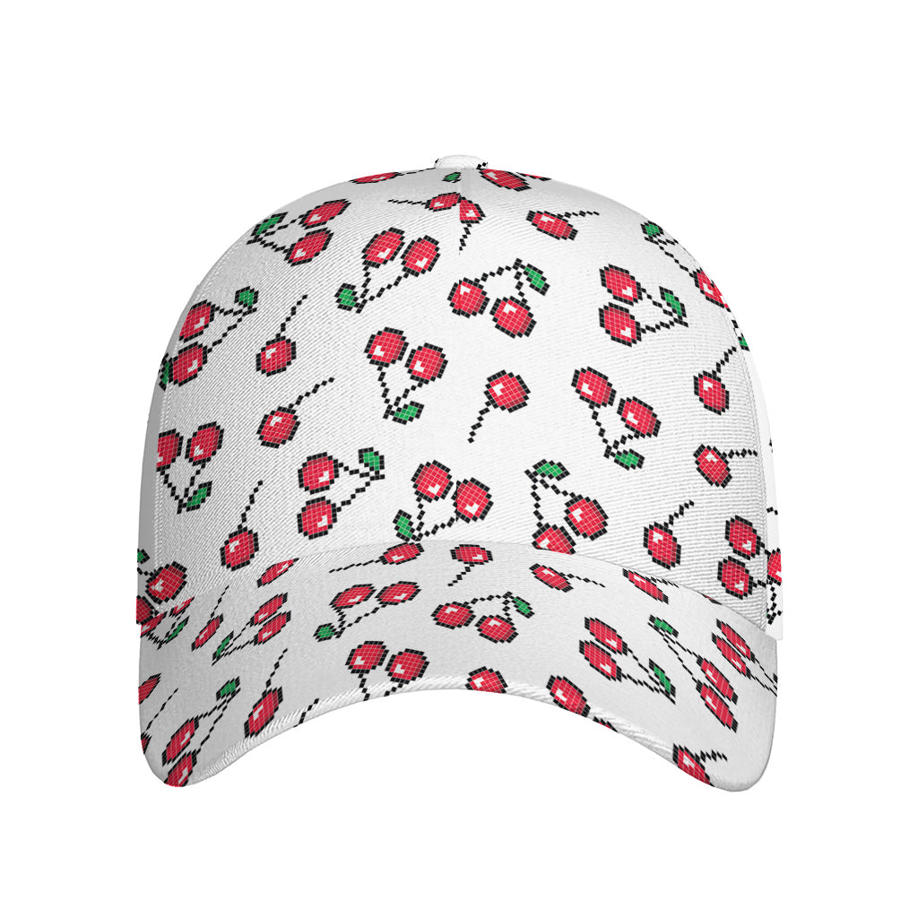 Pixel Cherry Pattern Print Baseball Cap