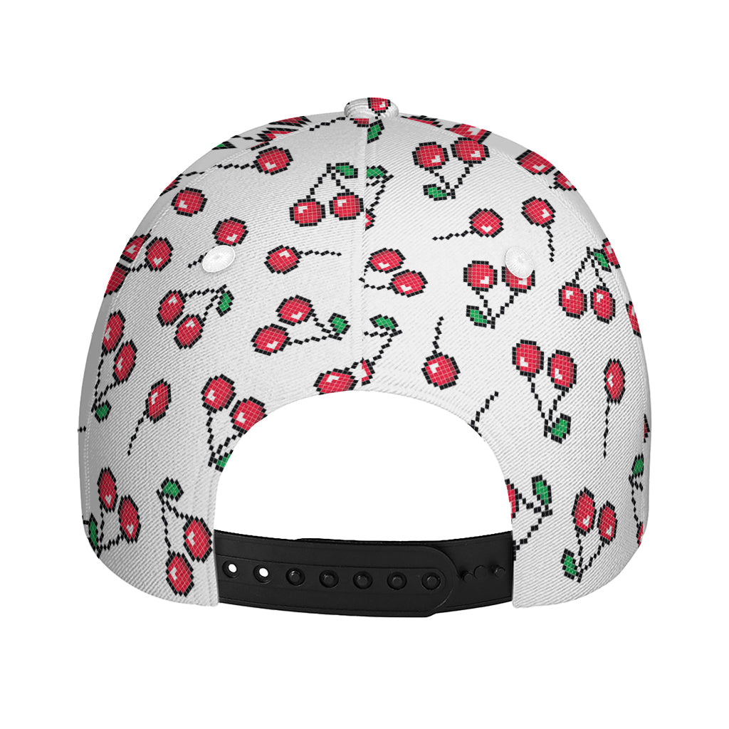 Pixel Cherry Pattern Print Baseball Cap