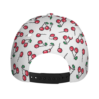 Pixel Cherry Pattern Print Baseball Cap