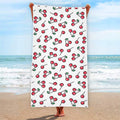 Pixel Cherry Pattern Print Beach Towel